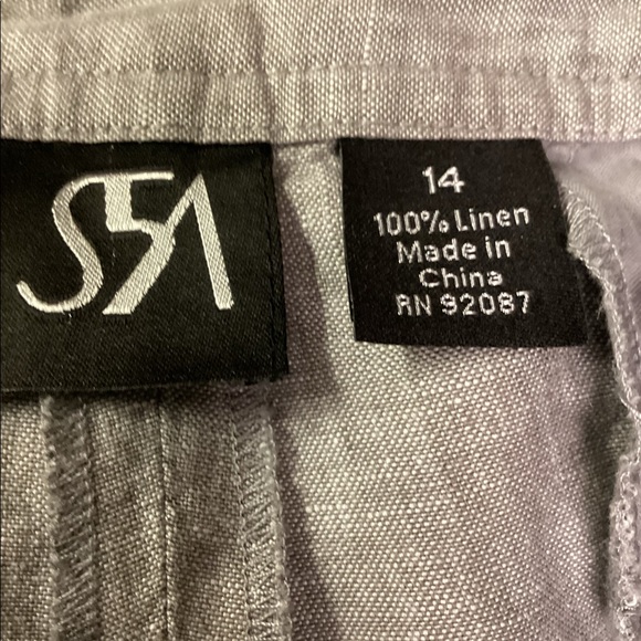 S5A gray 100% linen Bermuda shorts size 14 - Picture 3 of 5